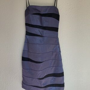 B Darlin Strapless Bodycon Panel Colorblock Mini Satin Dress Black/Silver NWT